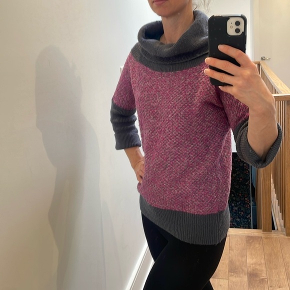 Pink Martini knit turtleneck sweater pullover pink gray 7/8 sleeves size M - Picture 10 of 11